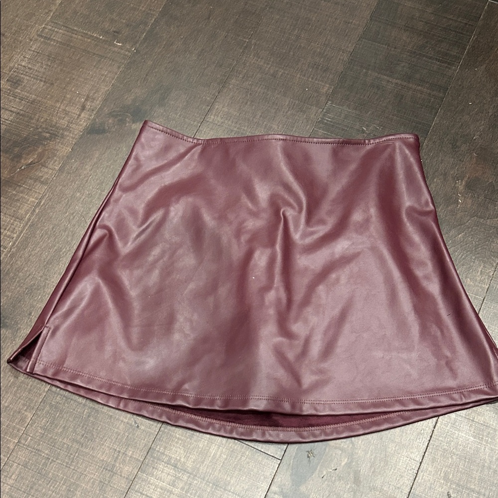 Burgundy Faux mini  Leather Skirt with built in shorts